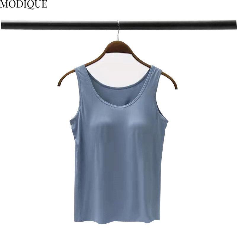 

MODIQUE женская повседневная майка с подкладкой для груди без косточек жилет женская подтяжка майка основа большой размер майка нижнее белье L синий