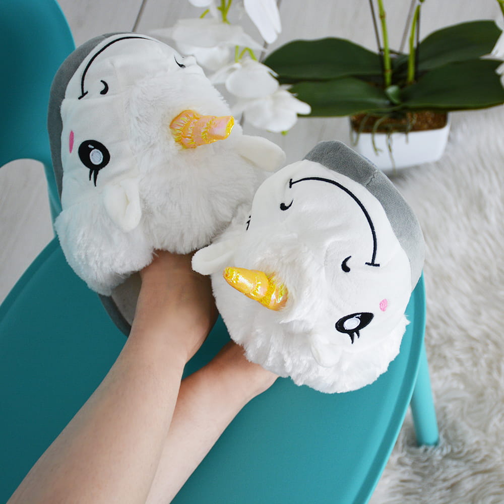 White Unicorn Slippers Universal Unisex Plush Slippers Super 36-41 ONESIES