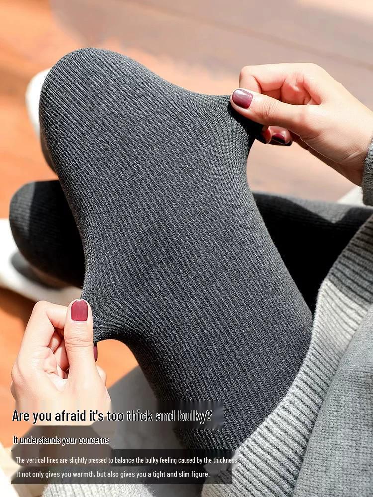 Thermo-Leggings in Übergröße mit Rippstruktur und Fleece-Futter - Warme Baumwollstrumpfhosen für Herbst/Winter 2025
