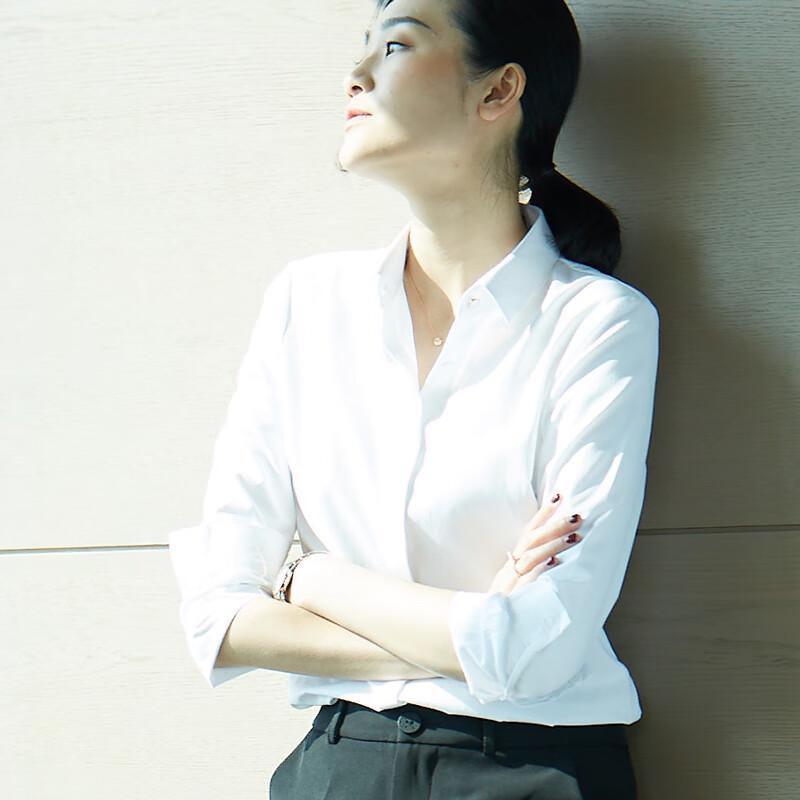 Quehou Women s Professional Long-Sleeve White Shirt XXL