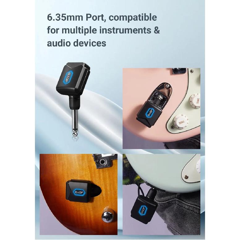 JOYO JW-06 5.8GHz Wireless Guitar Transmitter Receiver Rechargeable Guitar System 20m Range 48K/24bit for Electric Guitars Bass