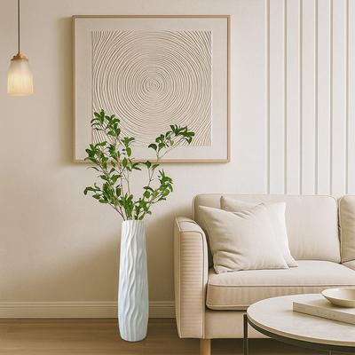 Texturerad golvstående vas Utsökt linjedesignvas Blomvas för heminredning