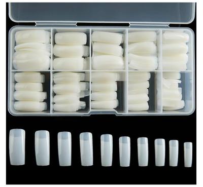 Half Cover Acrylic False Nail Tips, 500PCS Fake Nail Shape Artificial False Nails Tips 10 Sizes with Case for Nail Art Salons (Natural)