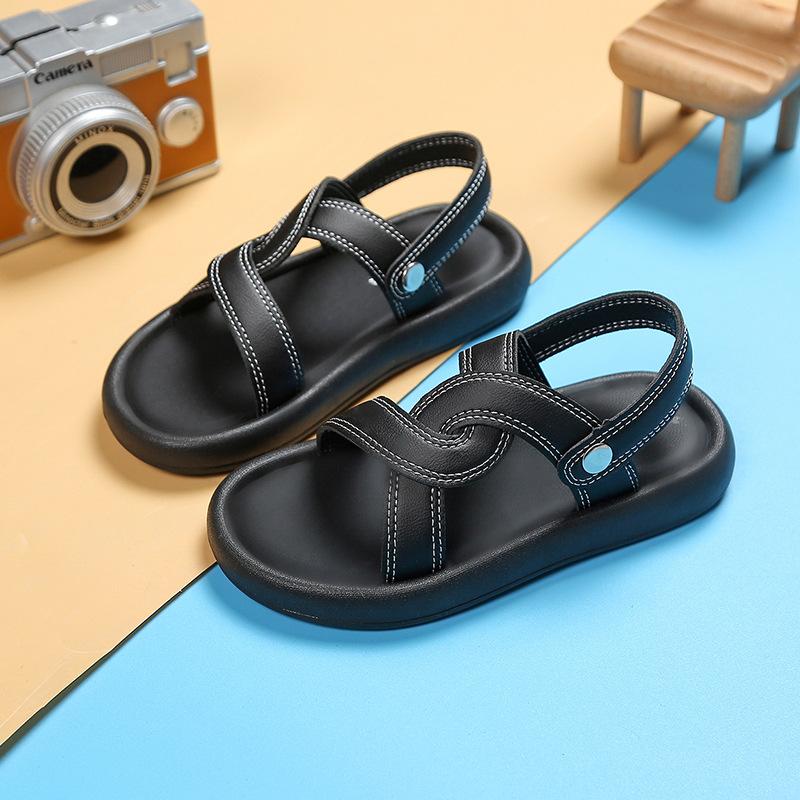 

Boys Girls Summer Soft Sole Casual Sports Sandals Two-Way Wear Beach Shoes Fashion Versatile size 32 чорний