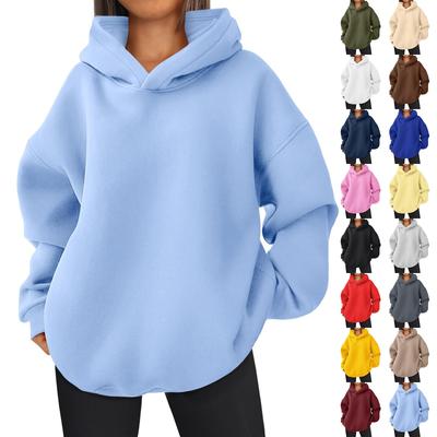 Γυναικείο Μοντέρνο Πουλόβερ Μακρυμάνικο Και Φούτερ με Κουκούλα Μονόχρωμο