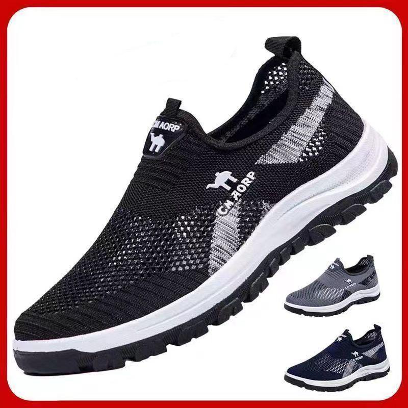 Herren Neue Mesh-Schuhe Atmungsaktive Freizeit-Laufschuhe Flying Knit Sportschuhe Faule Leute Pedal