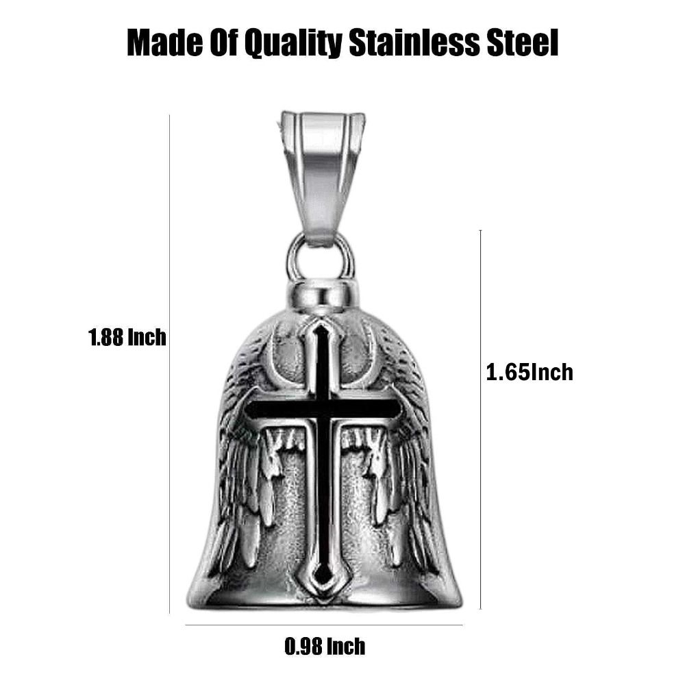 Retro Motorcycle Guardian Bell 3D Design Evil Spirit Trap Bell Vintage Cross Pendant Bell  Men