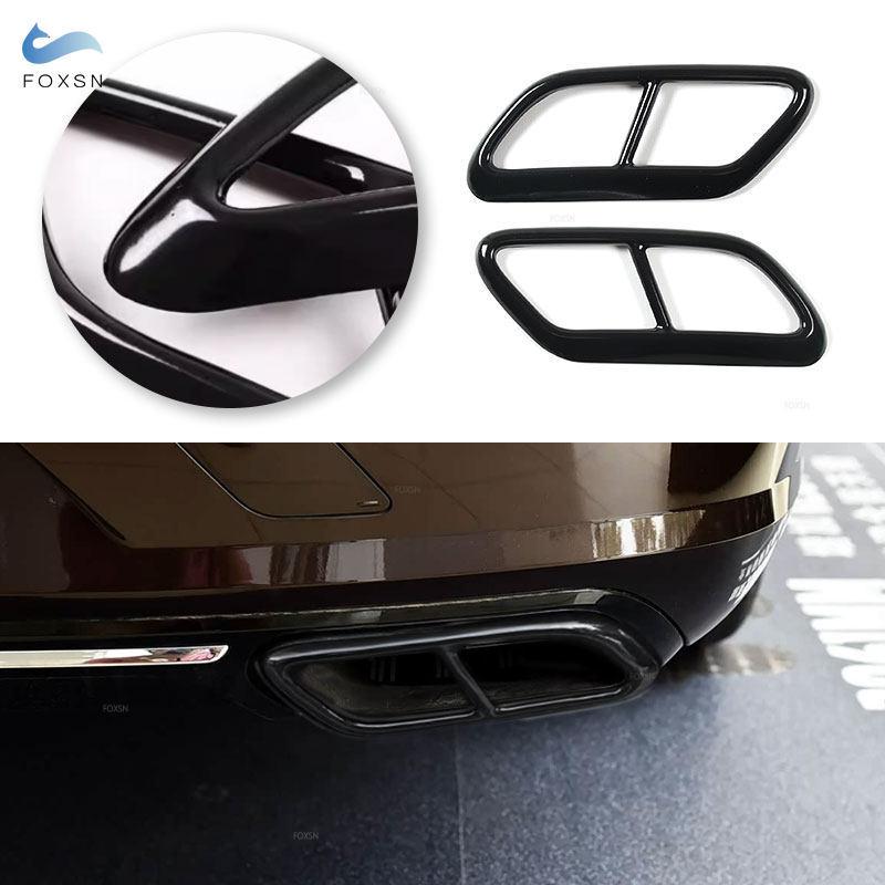 Stainless Steel Glossy Black Car Tail Throat Muffler Exhaust Tailpipe Trim Cover For Volvo S60 2020 S90 V90 2016 2017 2018 2019
