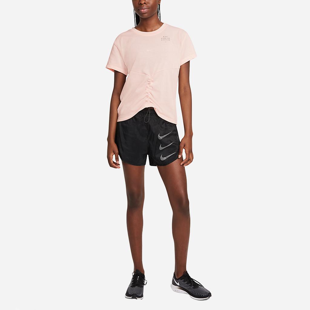 Nike Dri-FIT Run Division Reflective Logo Printed Running T-Shirt Short Sleeve Women Tops Coral DD5316-864