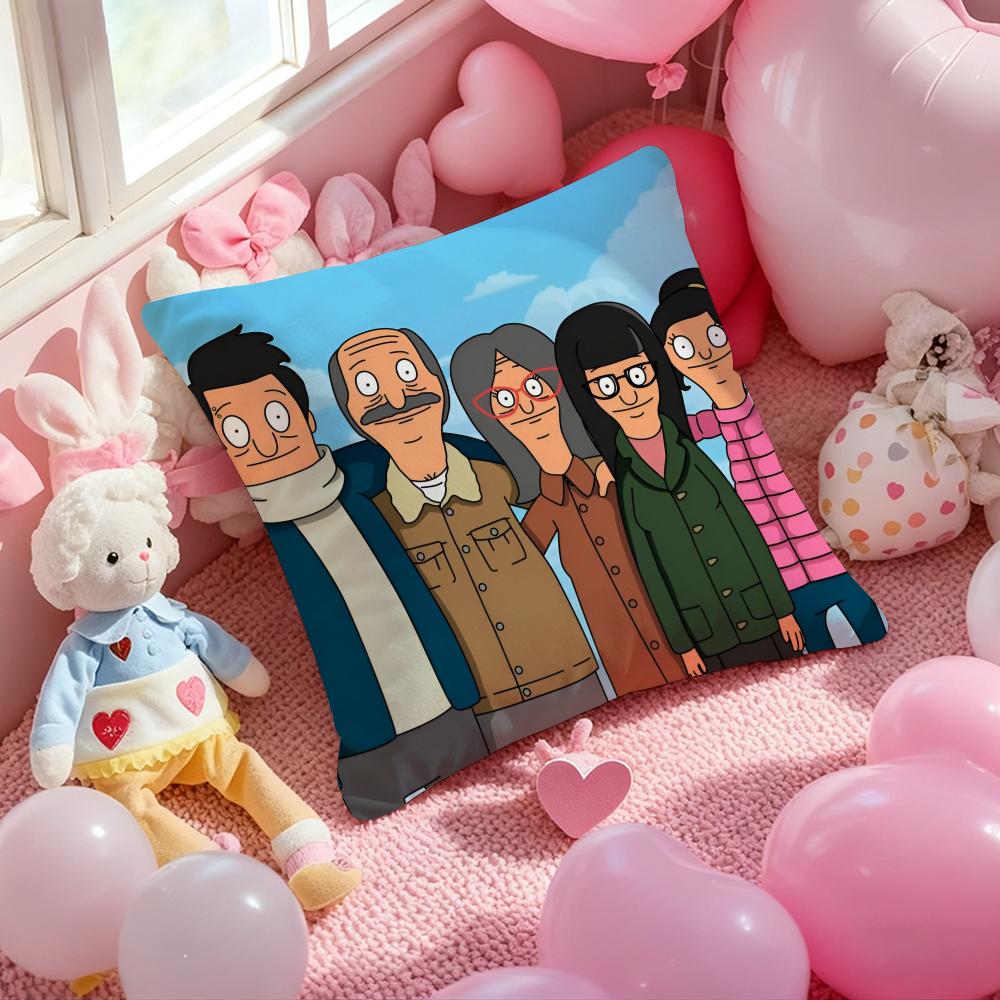 Bobs Burgers Anime Cushion Cover Pattern Printed Pillowcase For Living Room Sofa Cushion Cover & Bedroom Decor