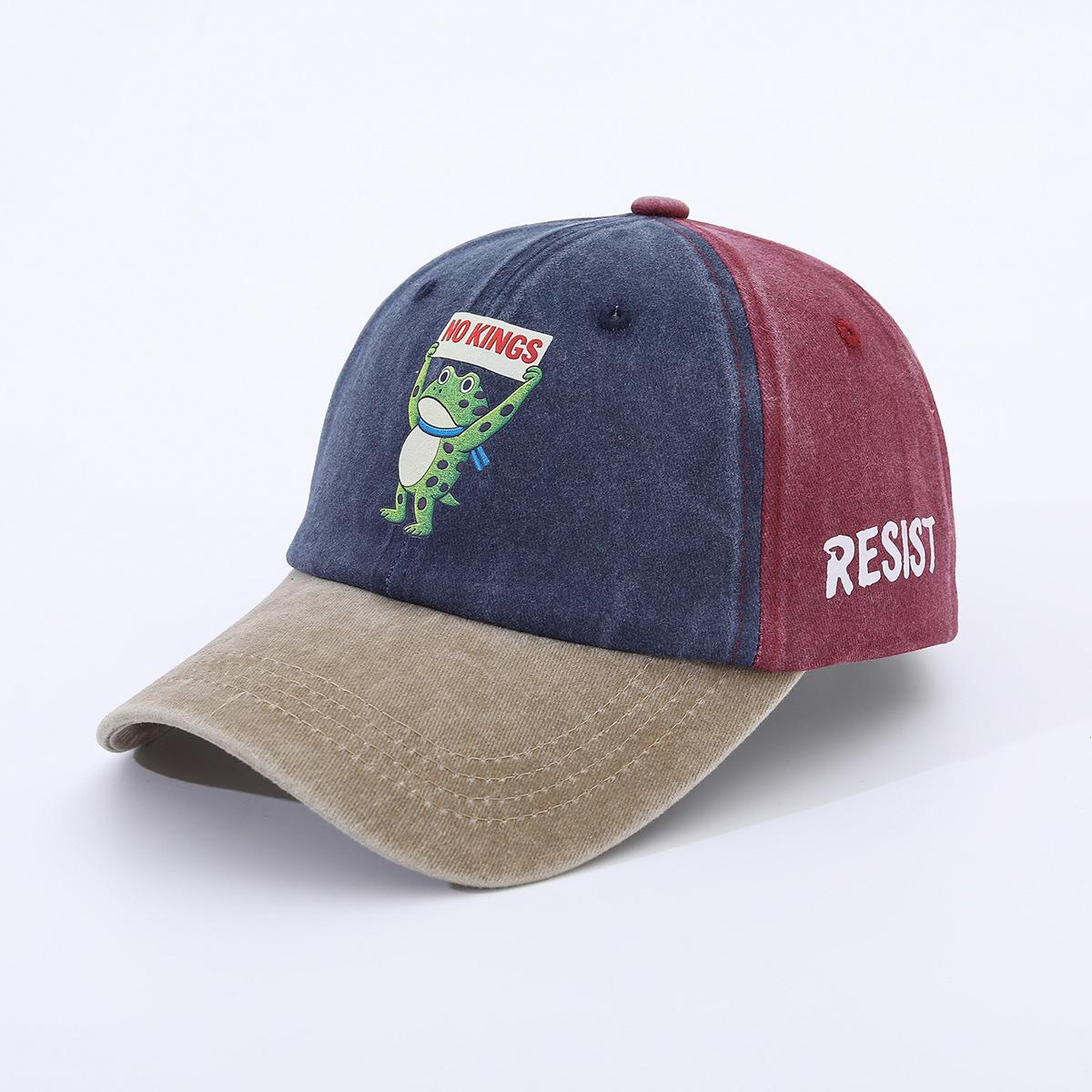 Washed Cotton Frog Resists Sunscreen Cap Baseball Cap Sun Cap Outdoor Hat Trend Cap Adjustable