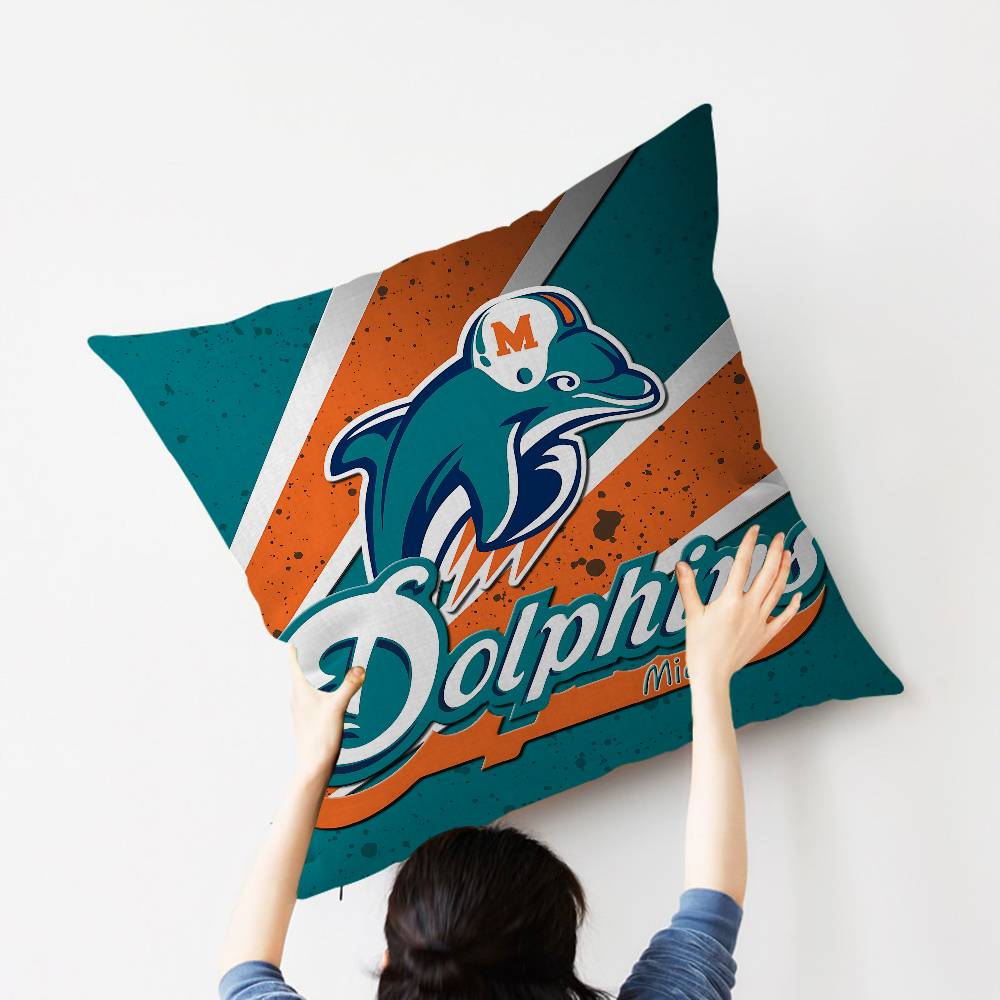 M-Miami D-Dolphins Cushion Cover Decorative Pillow Sofa Home Decor Case Pillow Cases