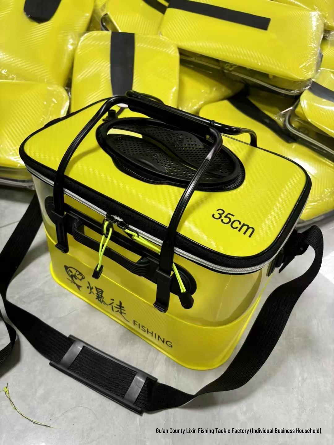 Transparent EVA Foldable Fishing Bucket with Handle - Live Fish Tackle Box 35 cm