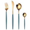 4pcs Black Gold Stainless Steel Fork Spoon Knife Chopsticks Tea Spoon Flatware Set