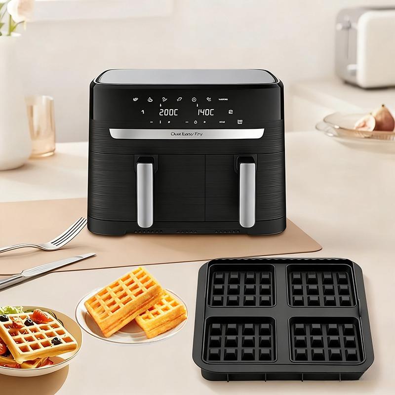 1pc Square Waffle Molds - Non Stick Baking Tray Suitable for Most 4-7QT Air Fryers | Reusable Belgian Waffles, Pancakes, and Egg Beaters | Dishwasher