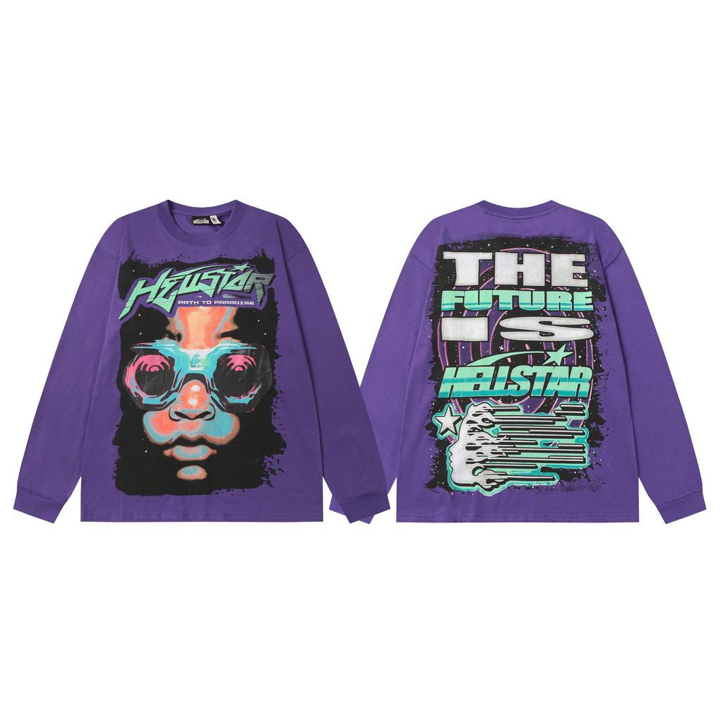 Cross 2025 Hellstar Trendy High Street Loose Long Sleeve Hoodie for Men & Women – Autumn Wear