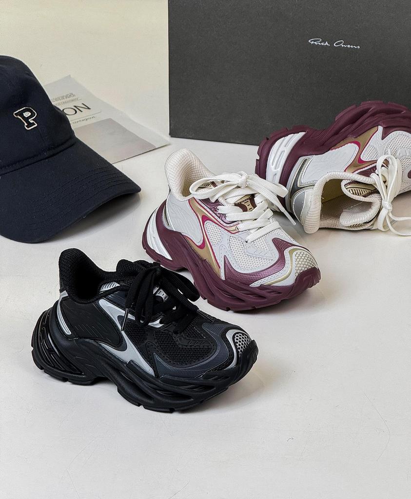 Spring 2026 Girls' Fashionable Lace Bow Trainer Shoes with Double Shoelaces