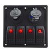 Gang Circuit LED Car Marine Waterproof 5 Pin Boat Rocker Switch Panel with Fuse Dual USB Slot + Power Socket Breaker Voltmeter