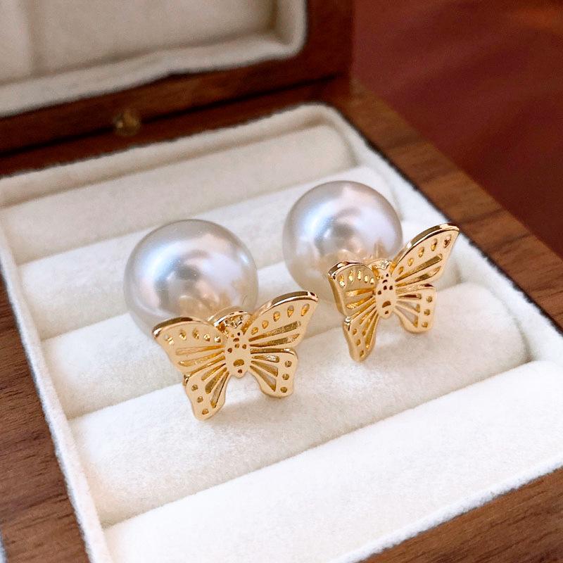 Silver Needle Luxury Pearl Heart Stud Earrings - Versatile, Fashionable Court Style