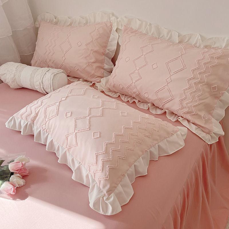 

Одна пара наволочек, кружевные маленькие свежие женские студенческие подушки для спальни, полотенца, наволочки 【48*74cm】 розовый