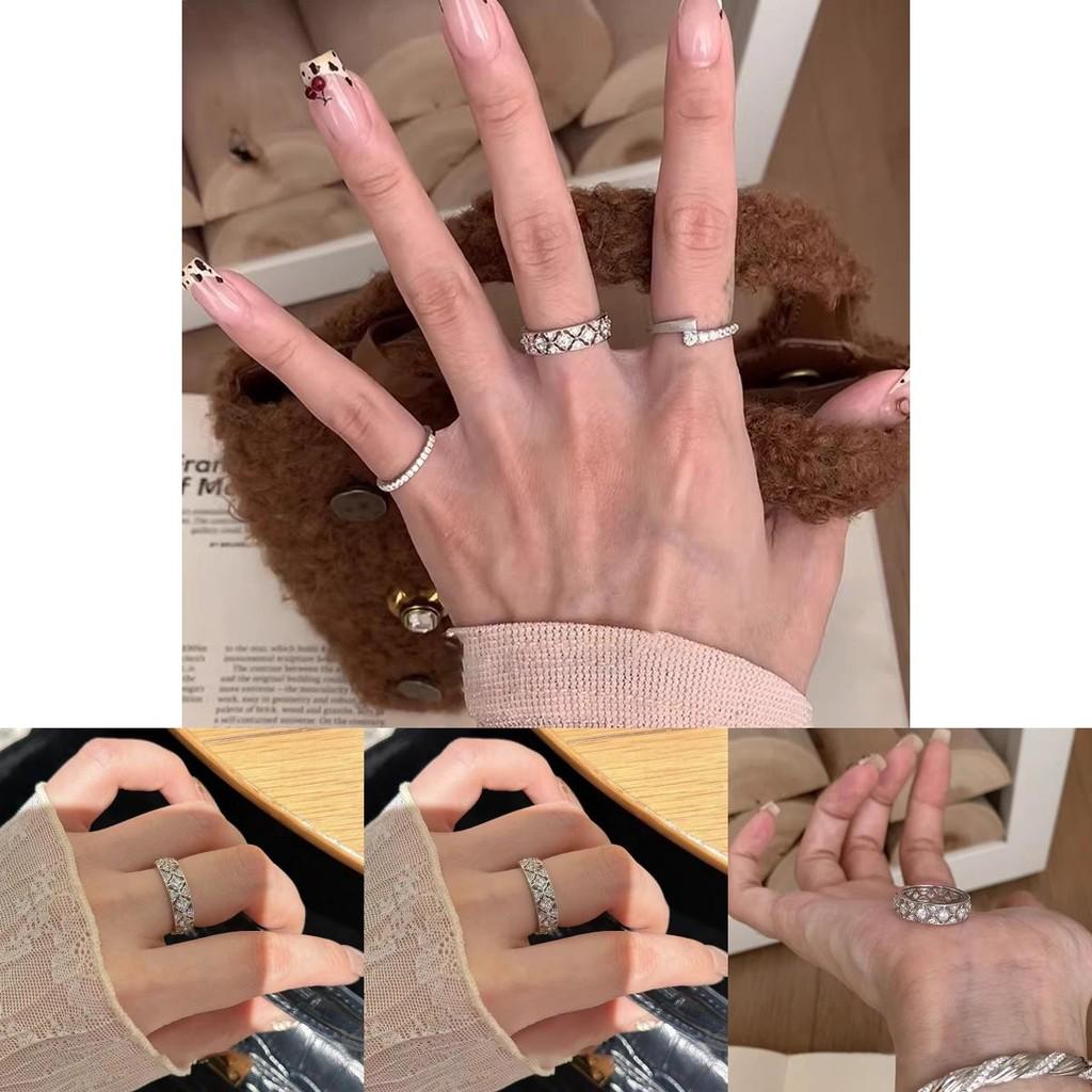 Elegant Geometric Copper Ring With Full Diamond-like Zirconia For Women In Chic Design