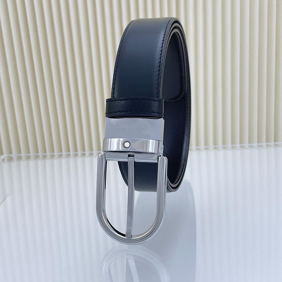 Premium Belt Men'S Pin Buckle Genuine Leather Belt Men'S Double-Sided Available Business Dress Casual Pants Belt