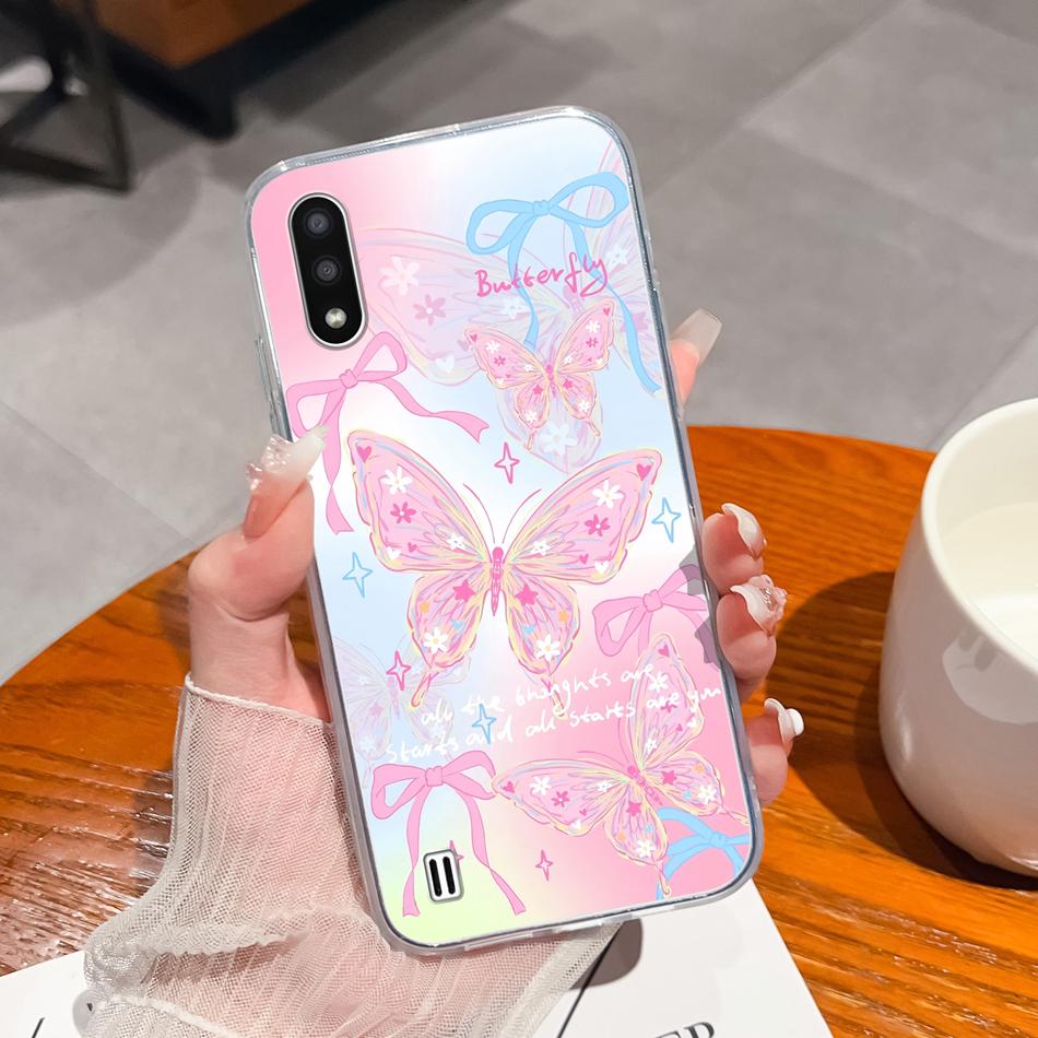 For Samsung Galaxy A01 M01 Core Case Gradient Flowers Soft TPU Silicone Phone Cases For Samsung A 01 M 01 Protective Back Cover