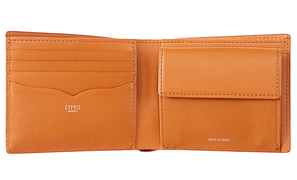 Cypris Lejute Bifold Wallet with Coin Purse and Bill Day Birthday Boyfriend 8761 Compartment, Leather, Men's Gift, Father's Gift, Gift, Gift, Orange,