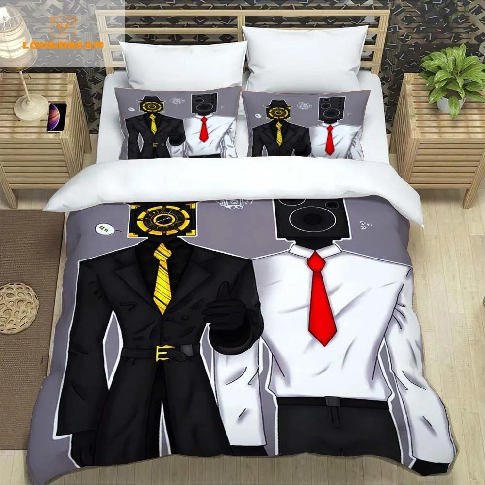 Duvet Cover Skibidi Toilet Pillowcase Duvet Cover Cartoon Bedding Set Full Size King Size For Single Double Room Decorating