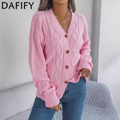 Damenmode, lässig, Herbst/Winter, einfarbig, bedruckt, langärmelig, V-Ausschnitt