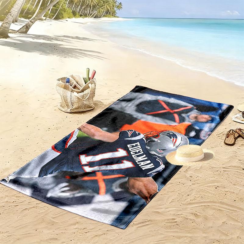 Julian Edelman Print Beach Towel, Large Soft Quick Dry Towel for Beach Camping Swimming