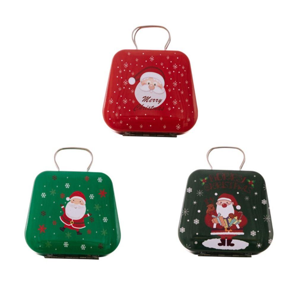 3pcs/set Decorative Santa Claus Tinplate Handbag Iron Christmas Tin Gift Box  New Year