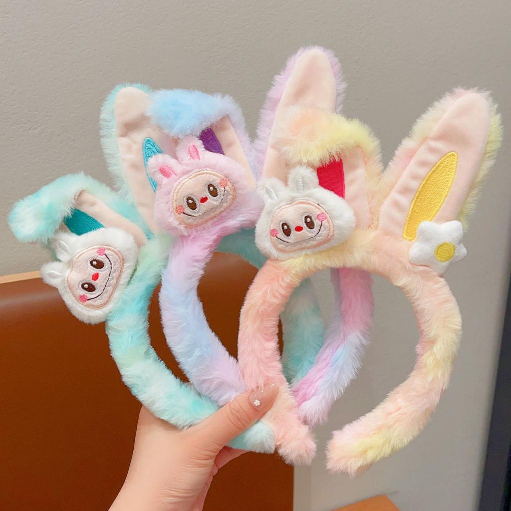 Dětské gumičky do vlasů, Kreslené plyšové gumičky do vlasů, Dívčí králičí uši, Čelenky na mytí obličeje