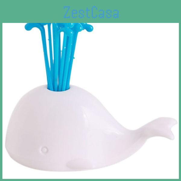 Charmantes Küchenutensilien-Set mit Wal-Motiv und 16 bunten Obst- und Gemüsegabeln