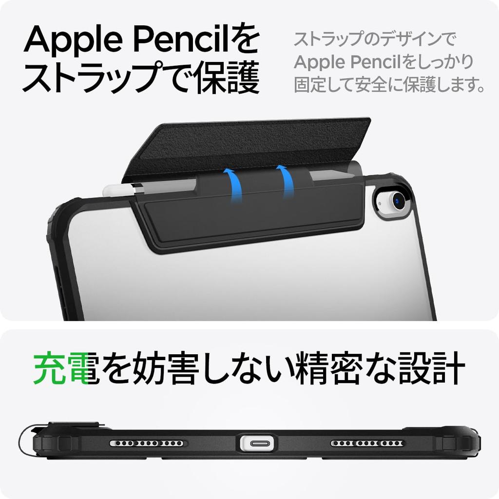 Spigen iPad 11th/10th Generation (2025/2022) Case, Clear Back, Apple Pencil Compatible, MIL-STD Certified, Slim, Stand, Shockproof, Scratch Resistant,