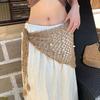 Knitted Crochet Short Skirt Wrap Shell Waist Belt Korean Style Triangle Hip Scarf  Outfit