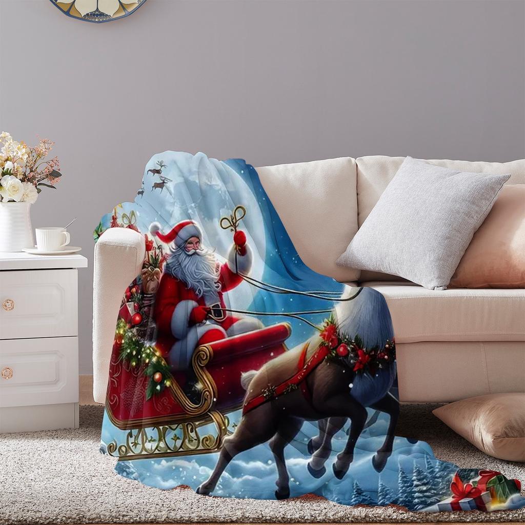 Thick Flannel Christmas Printed Blanket