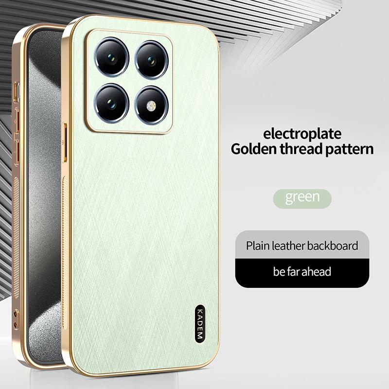 For Magsafe Plating Frame Leather Phone Case For Xiaomi 14T Pro 13T 11T Pro Redmi Note 14 11 12 13 Pro 14C 13C Bumper Back Cover