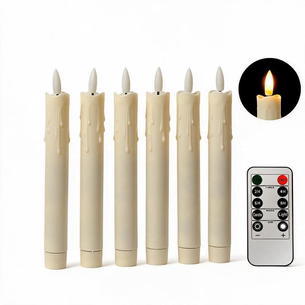 6PCS With Remote Electronic Candles Melting Candle Drops Design Remote-Control Candle Light  Night