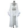 1011 European and American imitation silk high-end feather robe underwear shorts pajamas women's autumn and winter three-piece loungewear women's