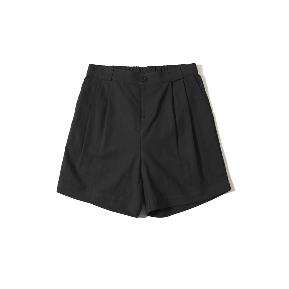 Is Linen Half Banding Bermuda Pants_Black_Unisex