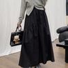 Spring New Elastic High Waist Fashion Loose Long Skirts Women Pleated Patchwork Summer A-line Skirt Female Elegant Temperament Simple Lady Skirt 26290