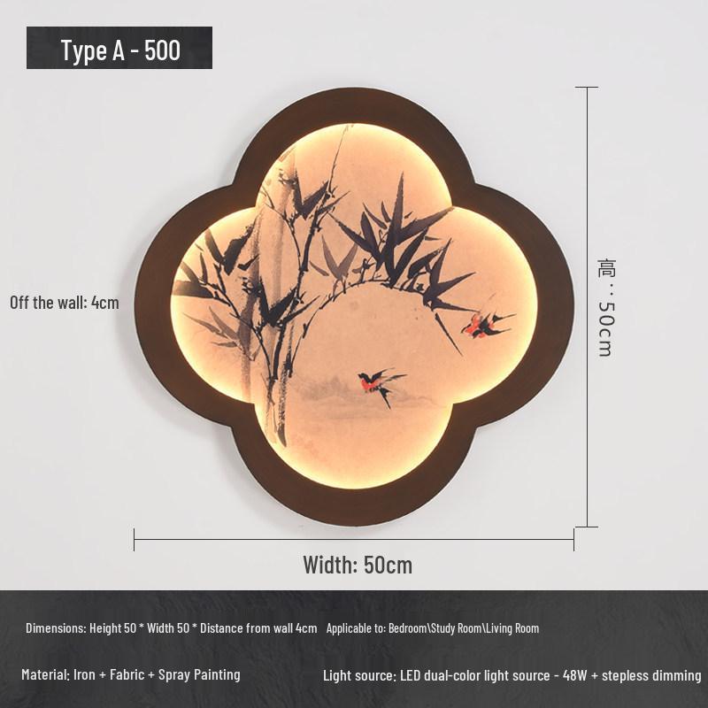 Song Dynasty Zen Mural Lamp: Retro Wall Light for Living Room, Hallway, and Staircase