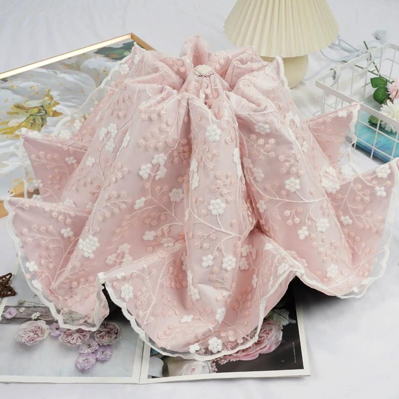 Double-Layer Lace Embroidered Sun Umbrella for Women, Black Glue Coating for Sun Protection and Uv Protection, Princess Umbrella, Sunshade and Rain