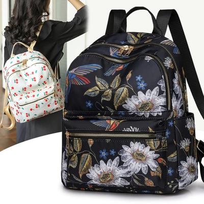 Simple Large-Capacity Women's Backpack Waterproof Nylon Shoulder Bags Printing Student Schoolbag Outdoor