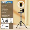 Carbon Steel Mobile Phone Holder with Fill Light - Dual-Position, Professional, Designed for Live Broadcasts.