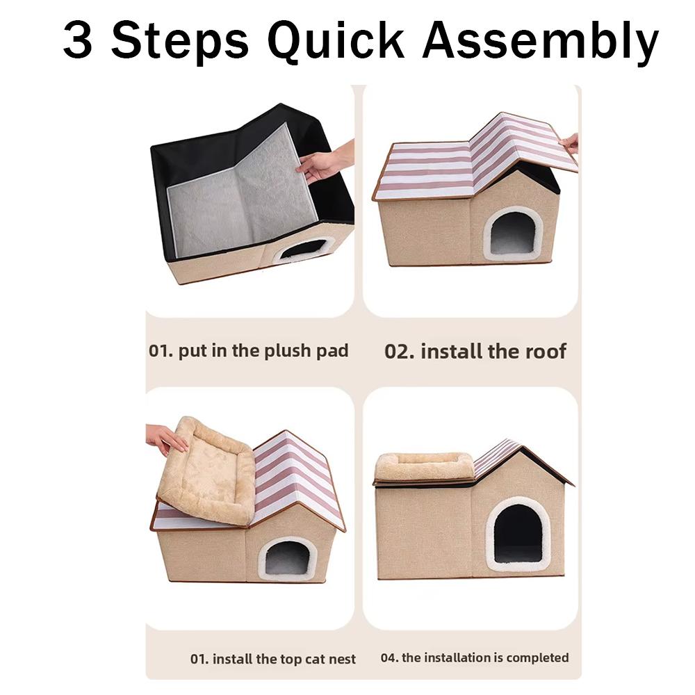 Four Season Foldable Non-Slip  Multi-Level Cat House Removable Washable Cat House Puppy Cave Sofa Pet Bed for Extra Small Dogs
