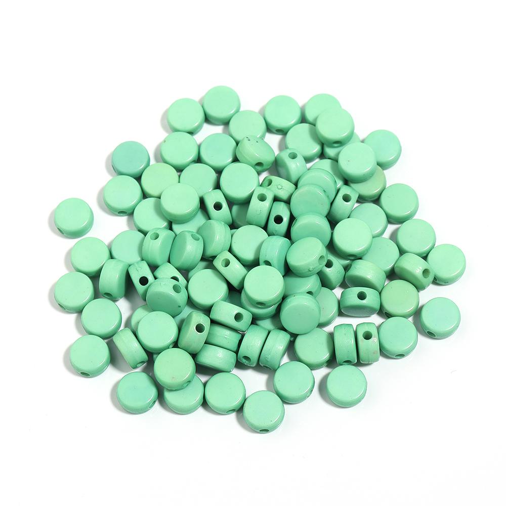 100pcs 7mm Acrylic Beads Solid Color Flat Round Loose Spacer Beads For Jewelry Making DIY Handmade Bracelet Necklace Accessories