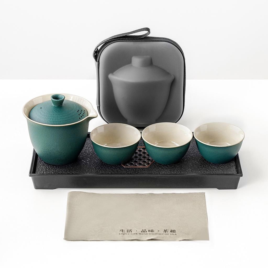 Kung Fu Tea Set Home One Pot Two Cups Tea Plate Small Ceramic Teapot Teacups Hotel Personal Small Sets Traveling
