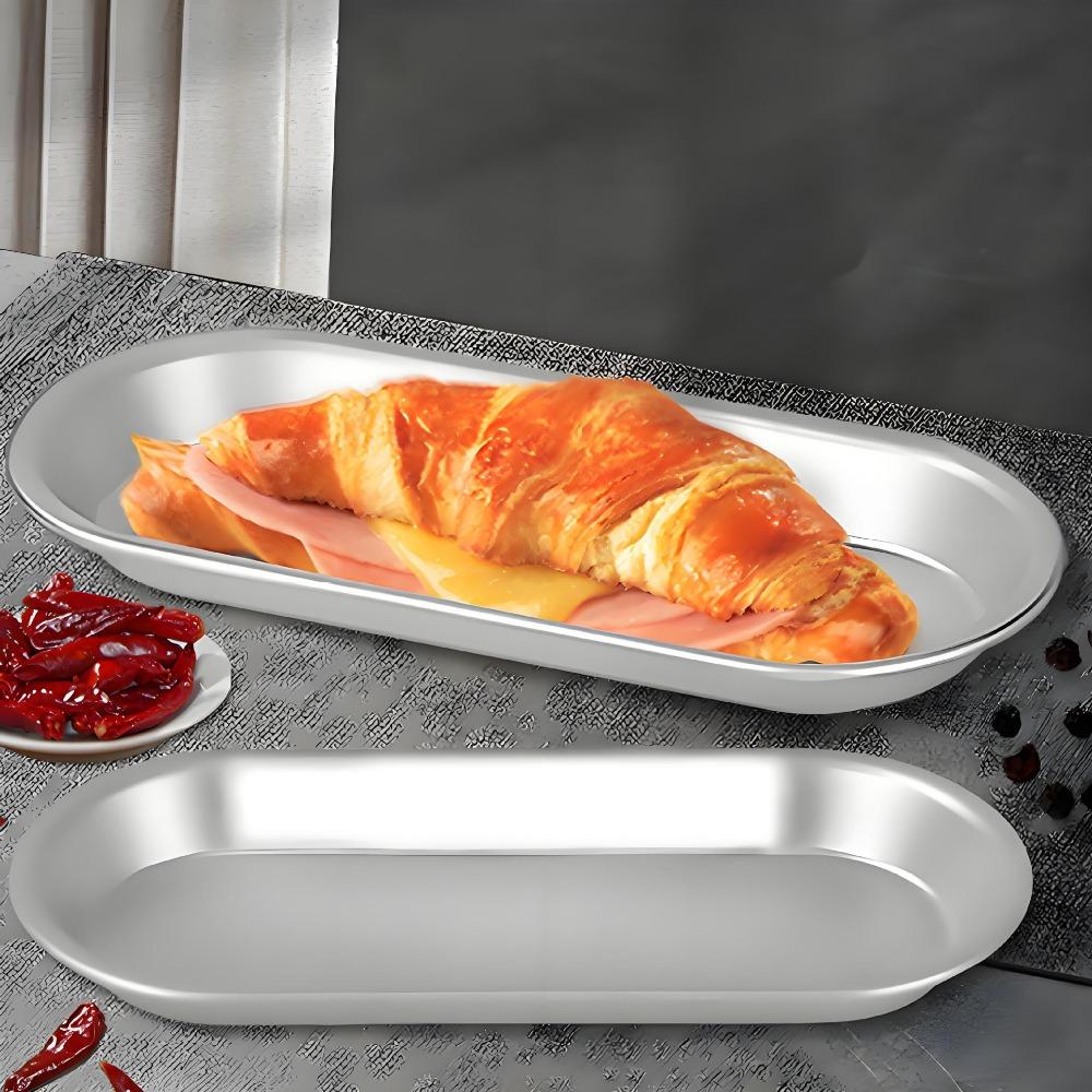 4 Stück Aluminium-Zink-Zinklegierung Wurstbrot Backform Ovales Streifenbrotform Hotdog-Brotform Ofen